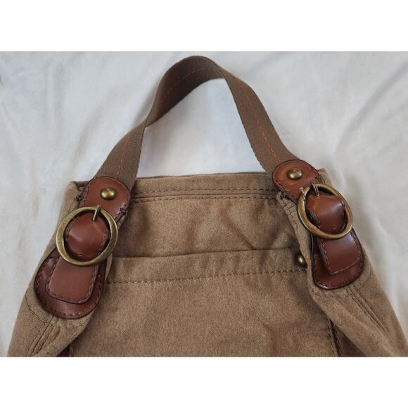Vintage Y2K GAP Brown Wool Blend Large Tote Handbag Buckles Orange Interior - Picture 4 of 13